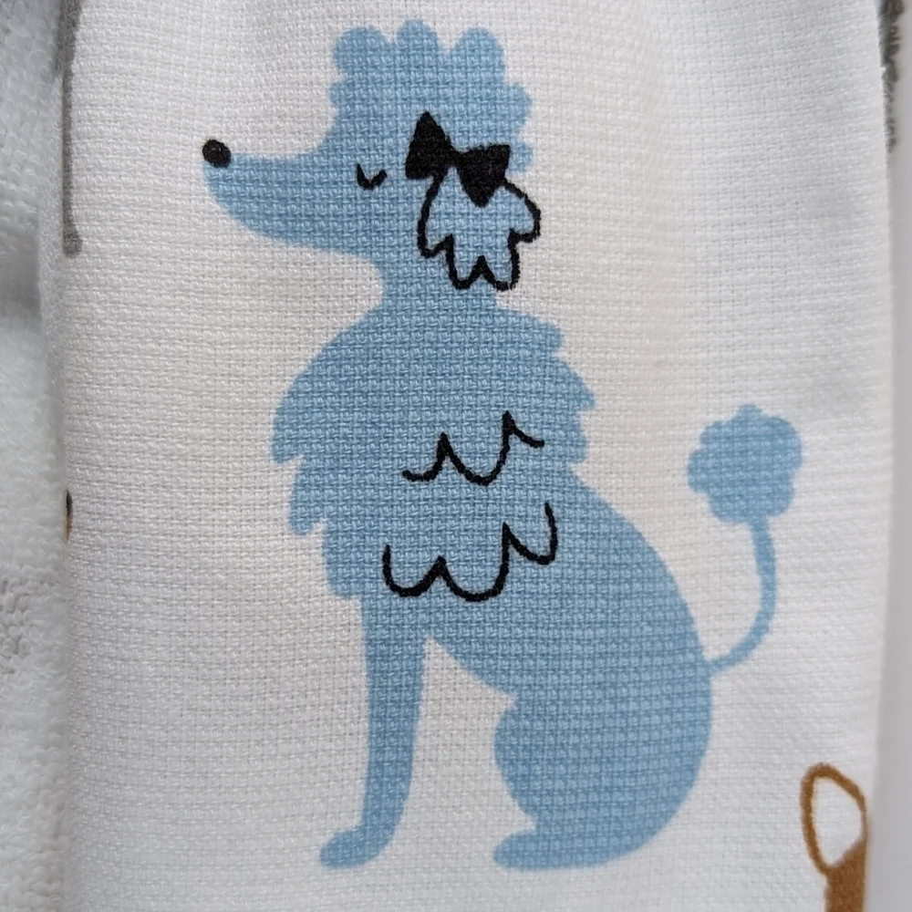 Kitchen Towels Set Of Three (3) Various Dog Breeds Multicolor Solid Grey NWT